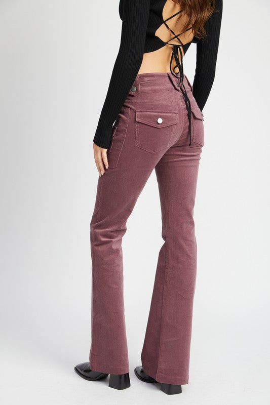 Emory Park Low Rise Sueded Bell Bottoms Pants in 2 Colors