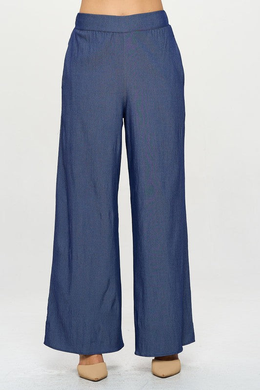 Tencel Straight Leg Pants with Side Pockets