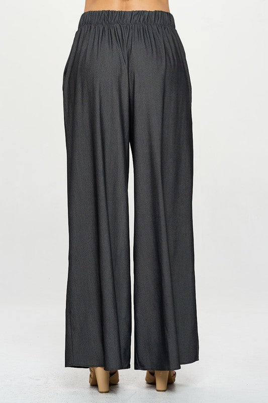 Tencel Straight Leg Pants with Side Pockets