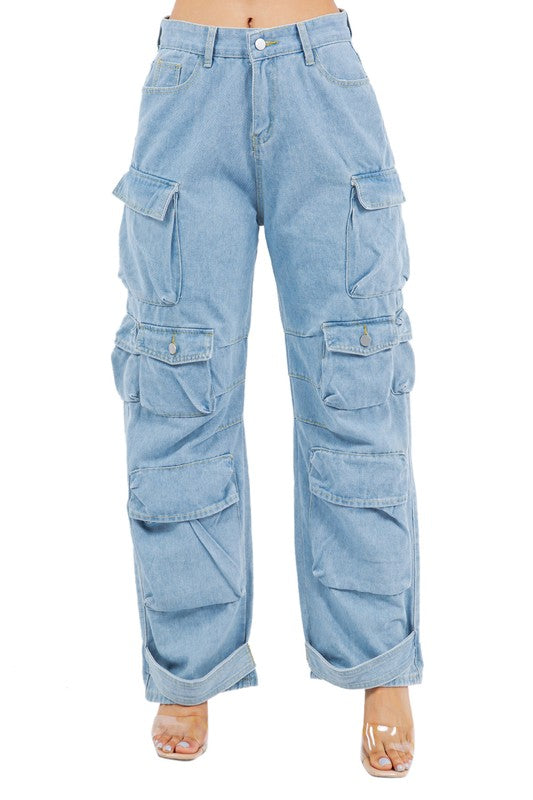 BY CLAUDE CARGO DENIM PANTS