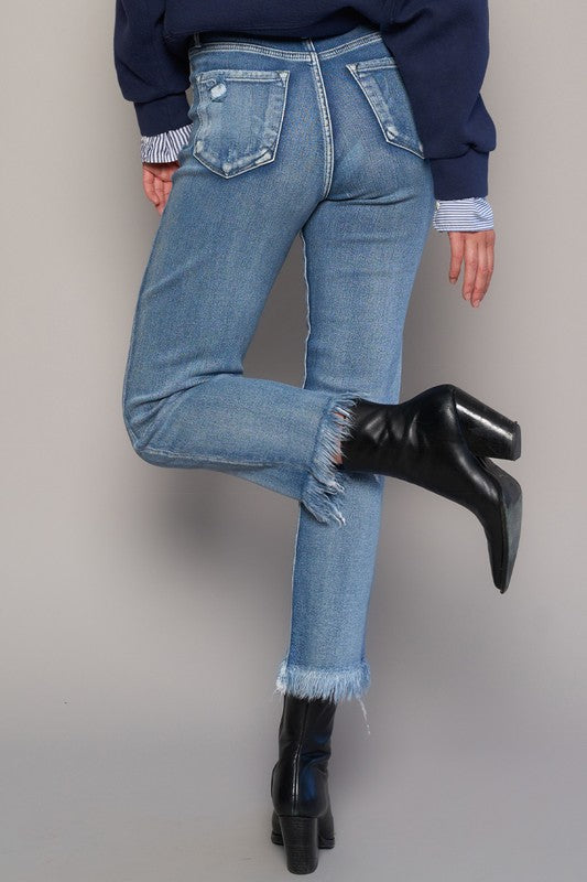 HIGH RISE CROPPED STRAIGHT JEANS