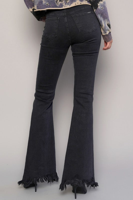 Insane Gene Button Fly Shaggy Flare Hem Jeans