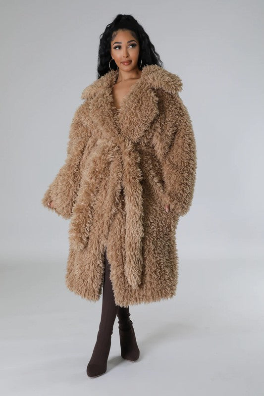 ATHINA Faux Fur Fuzzy Teddy Coat in 2 Colors