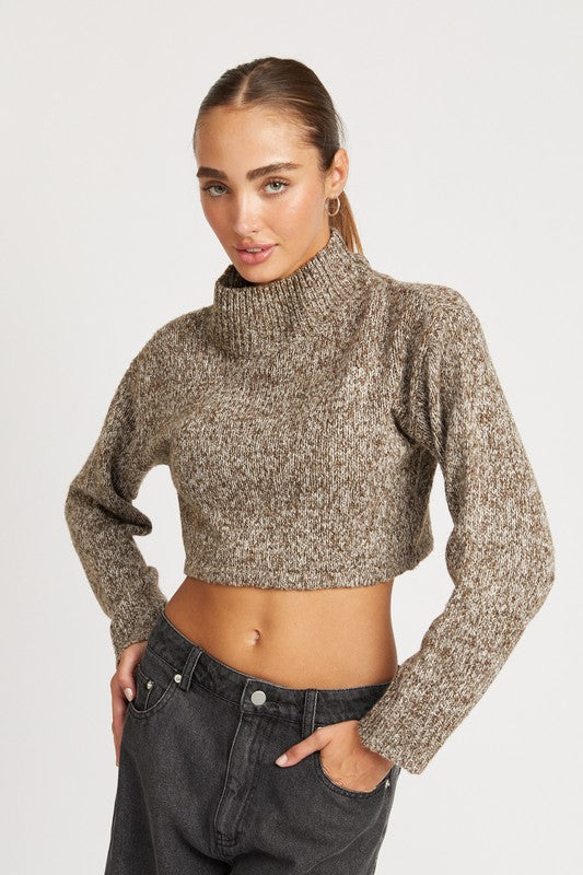 EMORY PARK CONTRAST TURTLE NECK CROP TOP