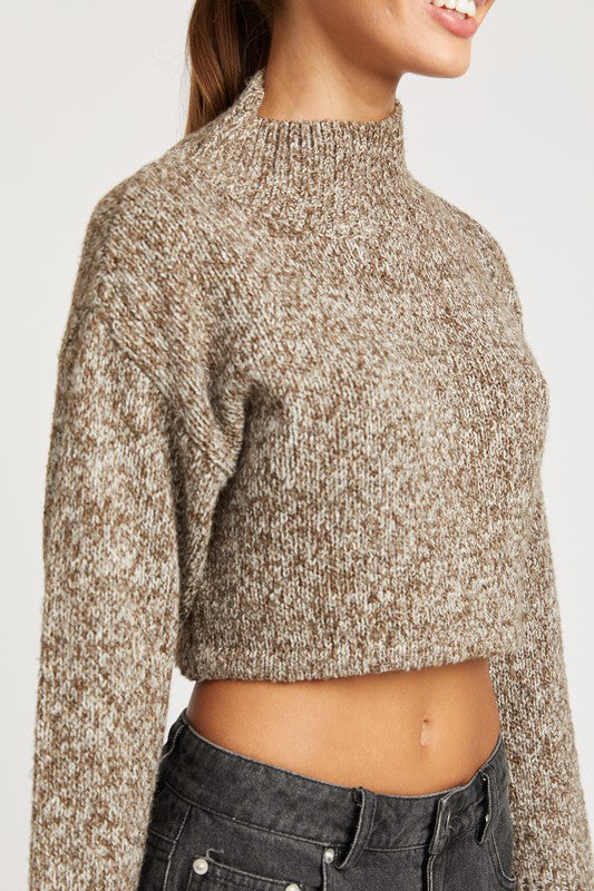 EMORY PARK CONTRAST TURTLE NECK CROP TOP