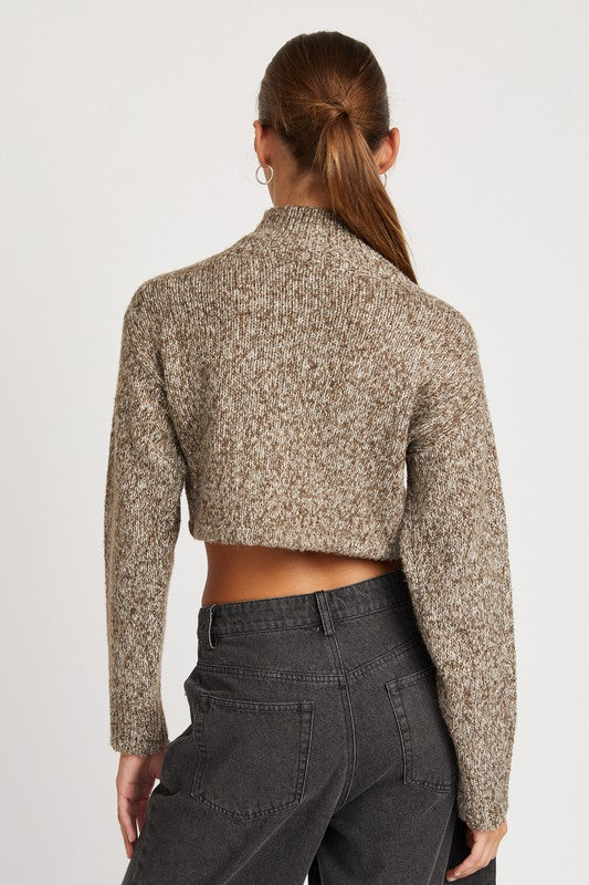 EMORY PARK CONTRAST TURTLE NECK CROP TOP