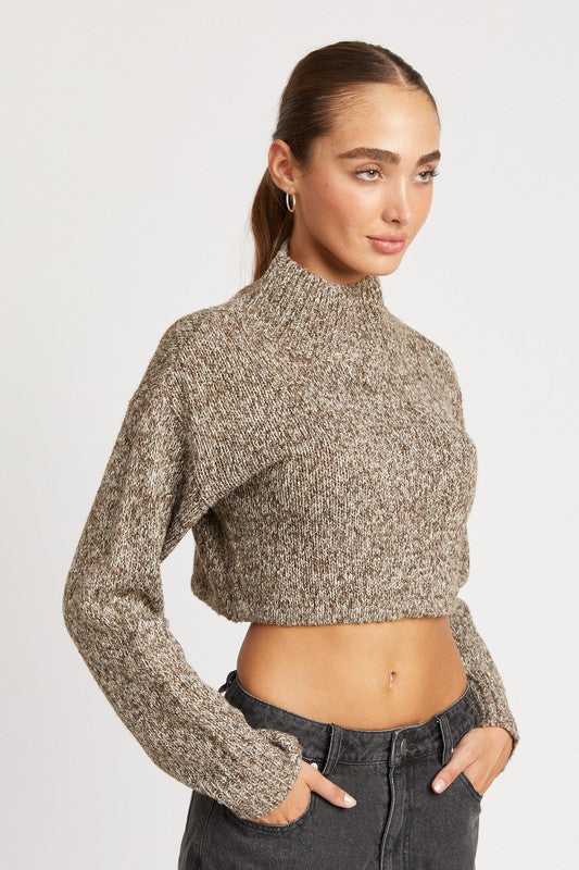 EMORY PARK CONTRAST TURTLE NECK CROP TOP