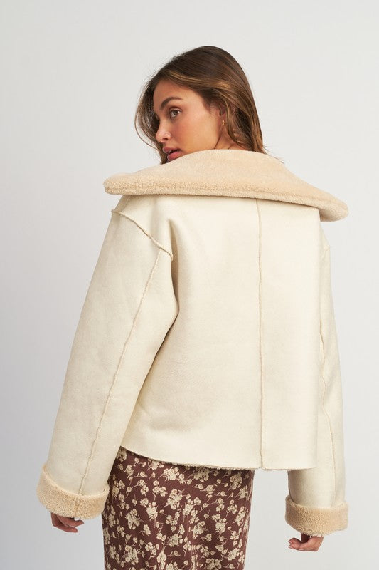 EMORY PARK REVERSIBLE FAUX FUR CROPPED JACKET