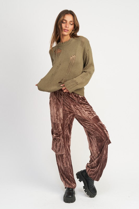 EMORY PARK DISTRESSED OVERSIZED SWEATER IN 2 COLORS