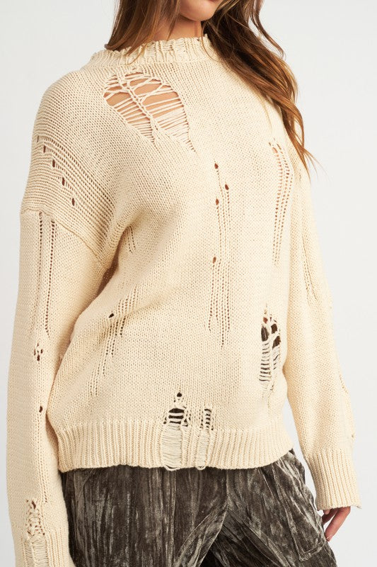 EMORY PARK DISTRESSED OVERSIZED SWEATER IN 2 COLORS