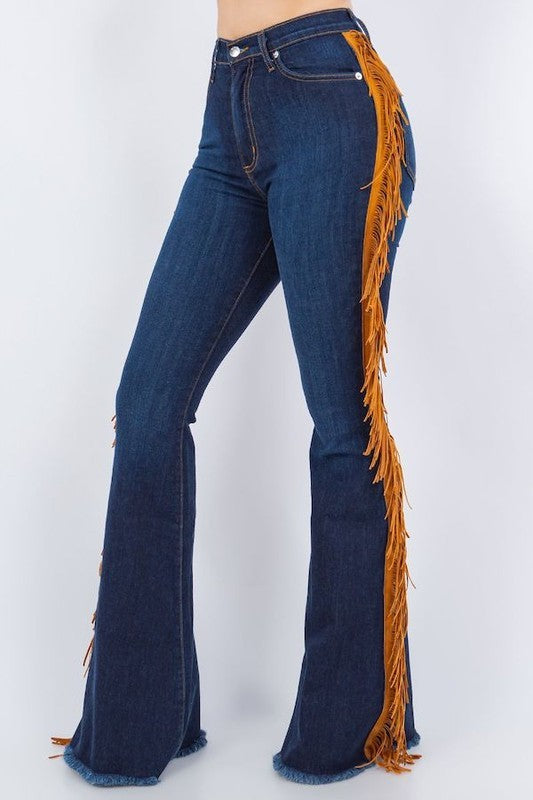 Fringe Bell Bottom in Dark Blue