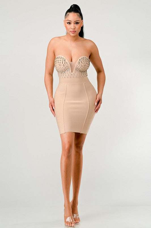 ATHINA Betting On You Embellished Bandage Dress