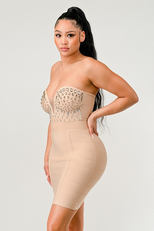 ATHINA Betting On You Embellished Bandage Dress