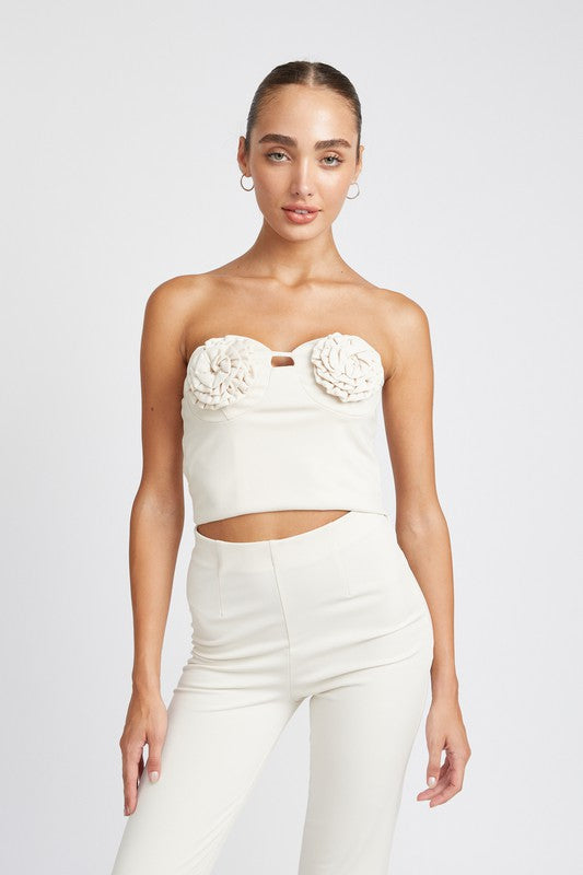 EMORY PARK ROSETTE BUSTIER CROP TOP