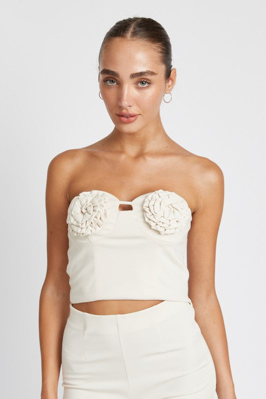 EMORY PARK ROSETTE BUSTIER CROP TOP