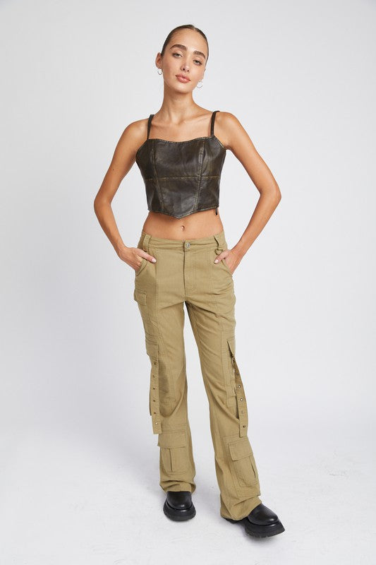 EMORY PARK LOW WAIST CARGO FLARED PANTS