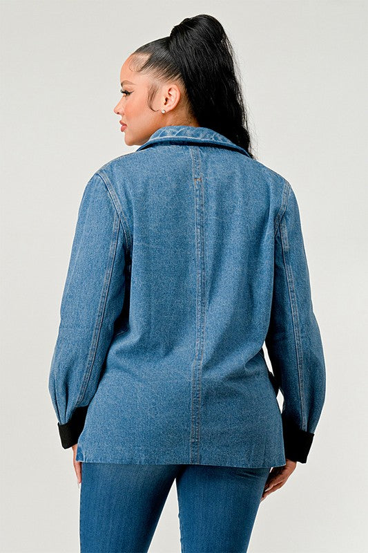 Athina Ruched Denim Blazer