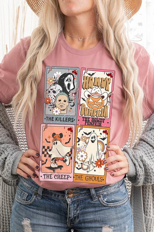 Color Bear Unisex Halloween Tarot Cards Short Sleeve Graphic Tee in 20 Colors