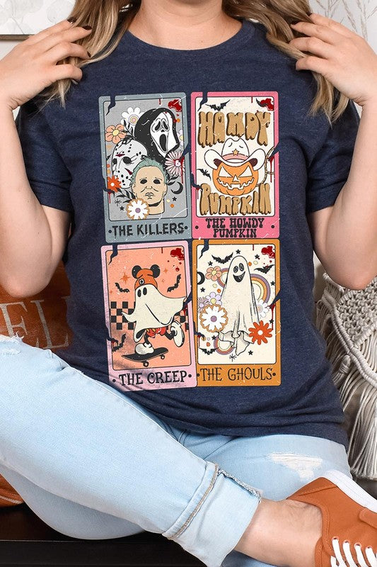 Color Bear Unisex Halloween Tarot Cards Short Sleeve Graphic Tee in 20 Colors