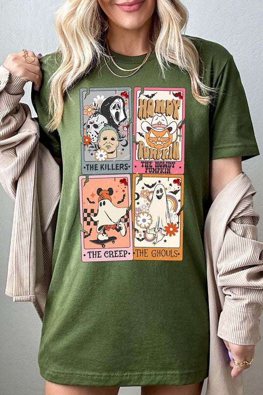 Color Bear Unisex Halloween Tarot Cards Short Sleeve Graphic Tee in 20 Colors