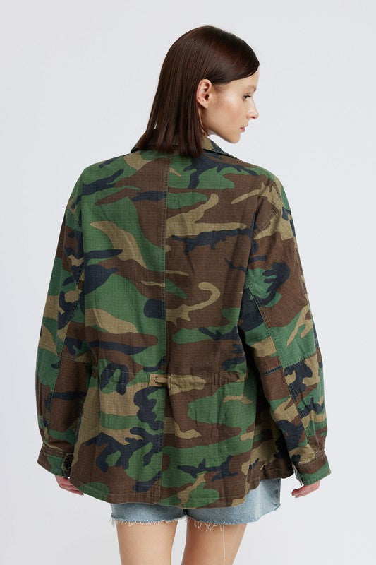 EMORY PARK CAMO OVERSIZED ZIP UP JACKET