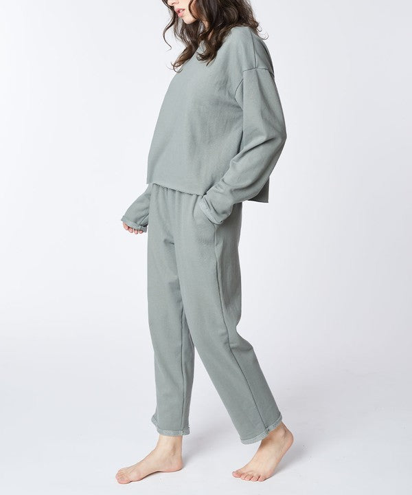 Studio Ko French Terry Recycled Cotton 2-Piece Set Long Sleeve Top & Pull-On Pants in 2 Colors