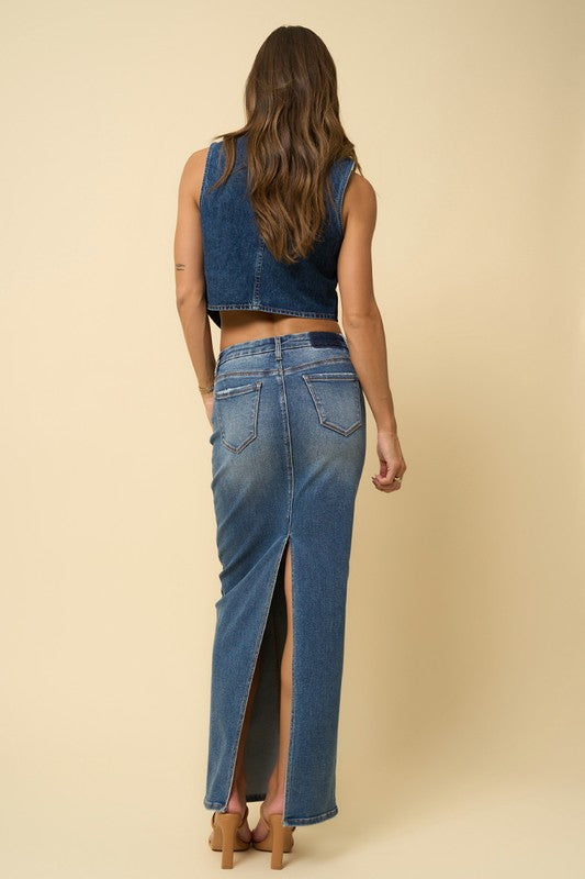 Insane Gene Slit Stretch Denim Maxi Skirt