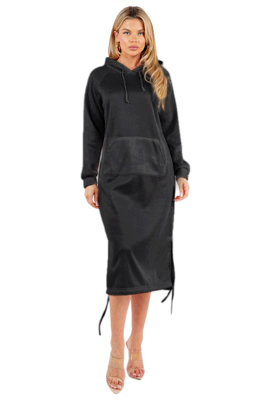 BY CLAUDE LONG SLEEVE HOODIE DRESS WITH KANGA POCKET