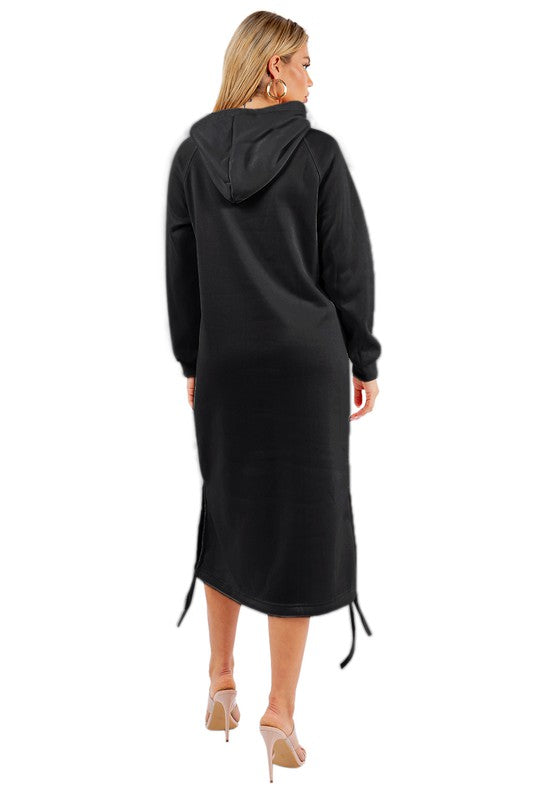 BY CLAUDE LONG SLEEVE HOODIE DRESS WITH KANGA POCKET