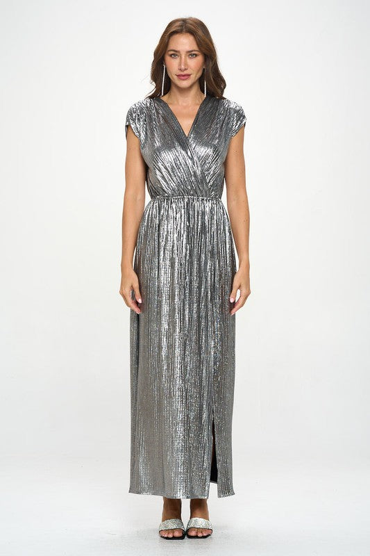 Renee C Sleeveless Metallic Maxi Dress