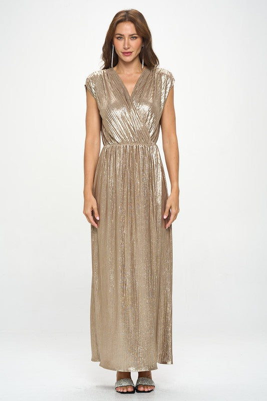 Renee C Sleeveless Metallic Maxi Dress