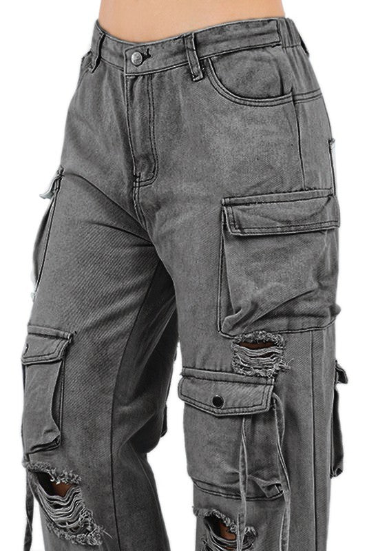 BY CLAUDE CARGO DENIM PANTS