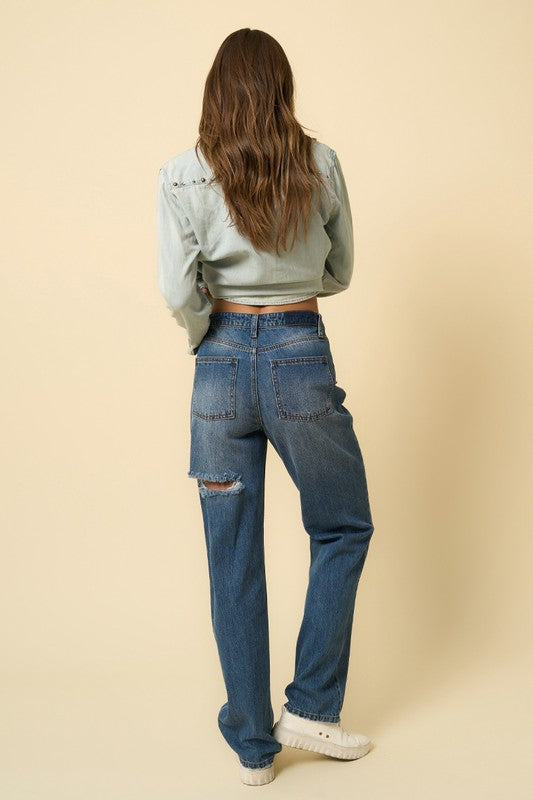 Denim Lab USA High Rise Straight Leg Denim Jeans