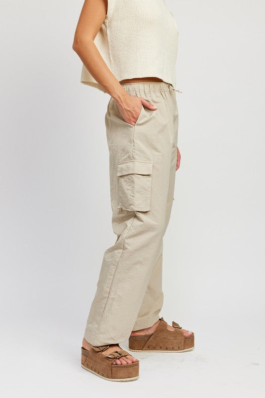 EMORY PARK STRAIGHT LEG PANTS WITH ELASTIC WAIST BAND IN 2 COLORS