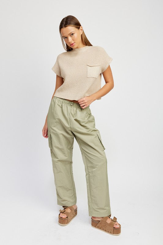 EMORY PARK STRAIGHT LEG PANTS WITH ELASTIC WAIST BAND IN 2 COLORS