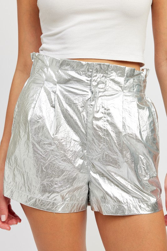 EMORY PARK METALLIC PAPER BAG SHORTS IN 2 COLORS