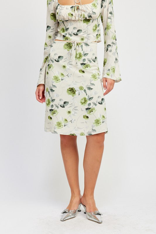 EMORY PARK FLORAL MIDI DRAWSTRING SKIRT