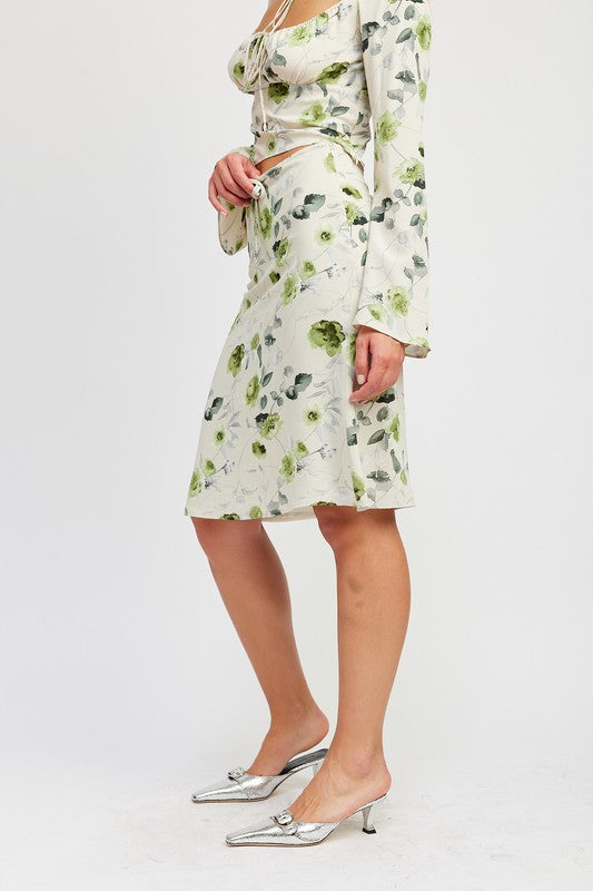 EMORY PARK FLORAL MIDI DRAWSTRING SKIRT