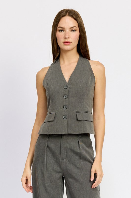 EMORY PARK BUTTON DOWN HALTER VEST