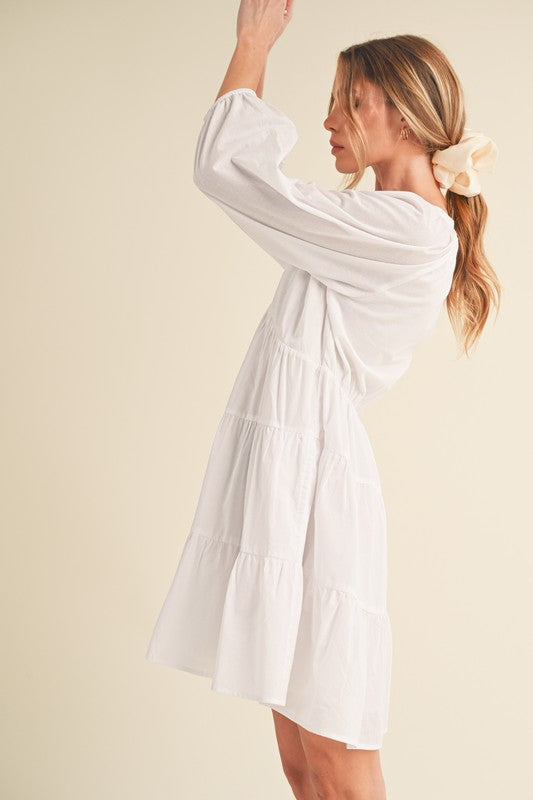 Aemi + Co Jenay Tiered Long Sleeve Dress in 4 Colors