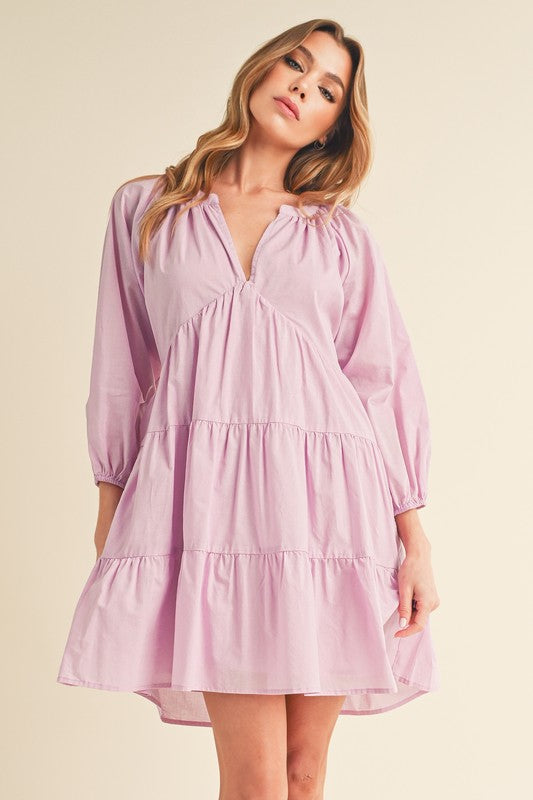 Aemi + Co Jenay Tiered Long Sleeve Dress in 4 Colors