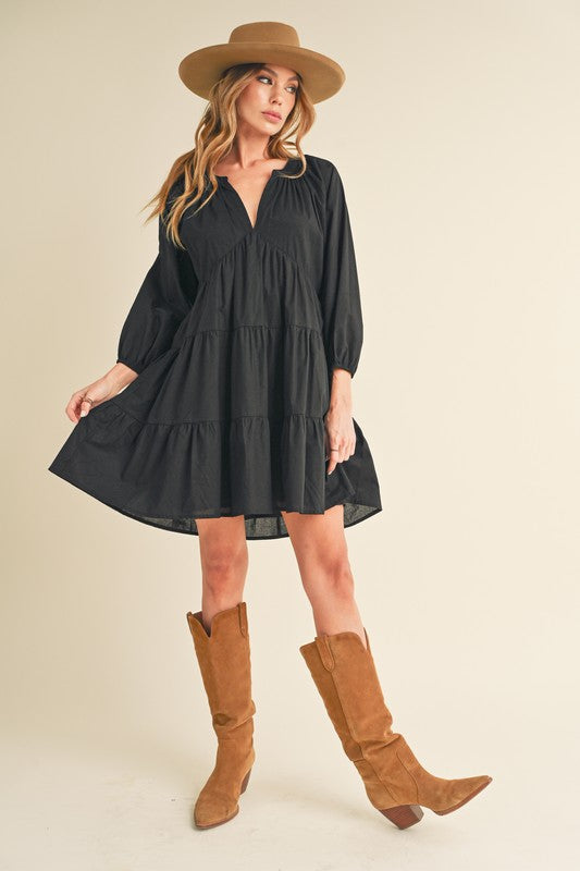 Aemi + Co Jenay Tiered Long Sleeve Dress in 4 Colors