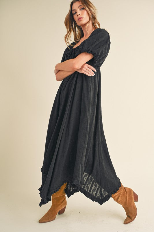 Aemi + Co Elane Cut Hem Peasant Midi Dress in 2 Colors