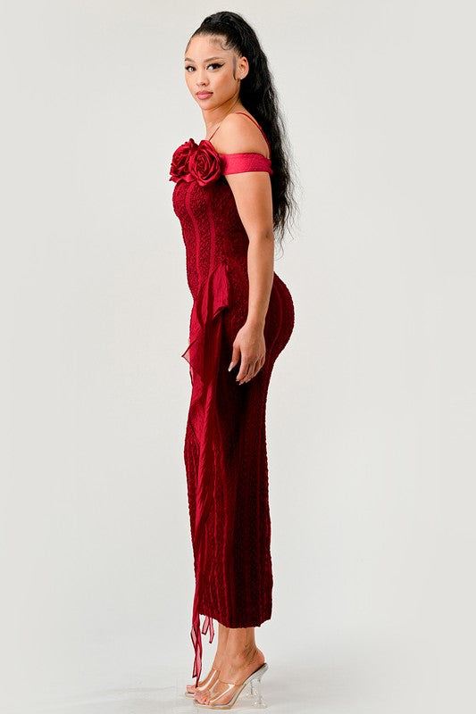 ATHINA Enchanting Rose Off-Shoulder Maxi Dress in 2 Colors