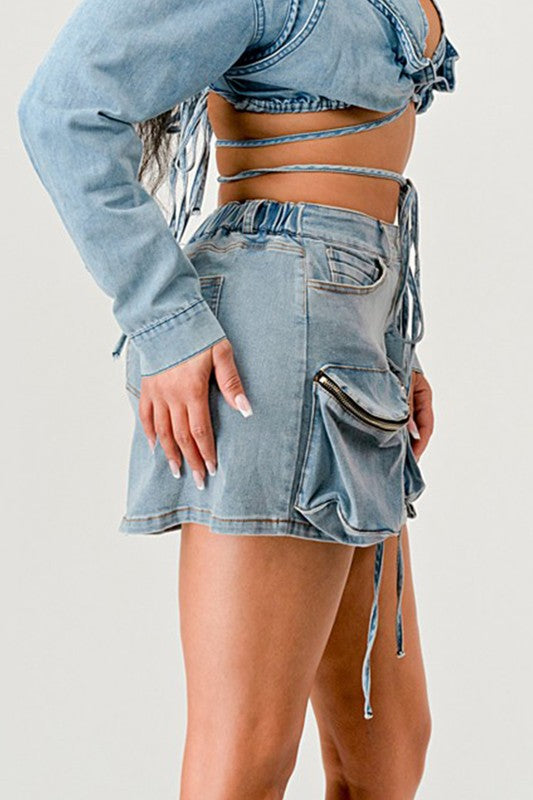 ATHINA Denim Daze Mini Wrap Skirt