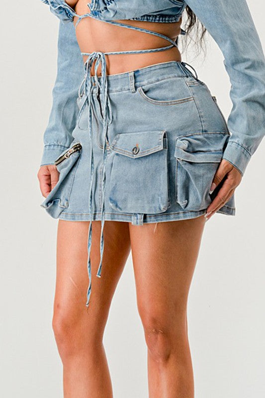 ATHINA Denim Daze Mini Wrap Skirt