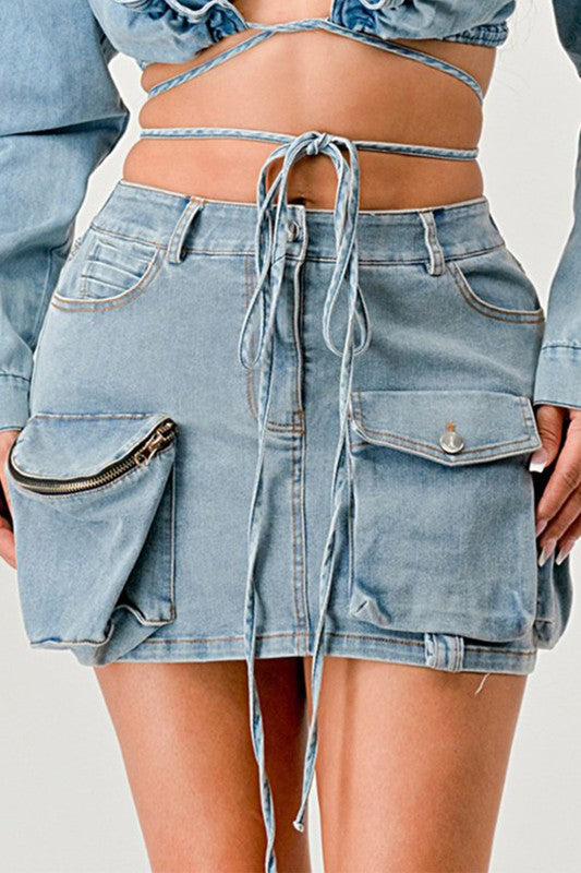 ATHINA Denim Daze Mini Wrap Skirt