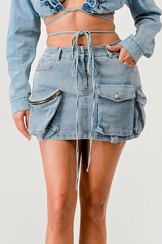 ATHINA Denim Daze Mini Wrap Skirt