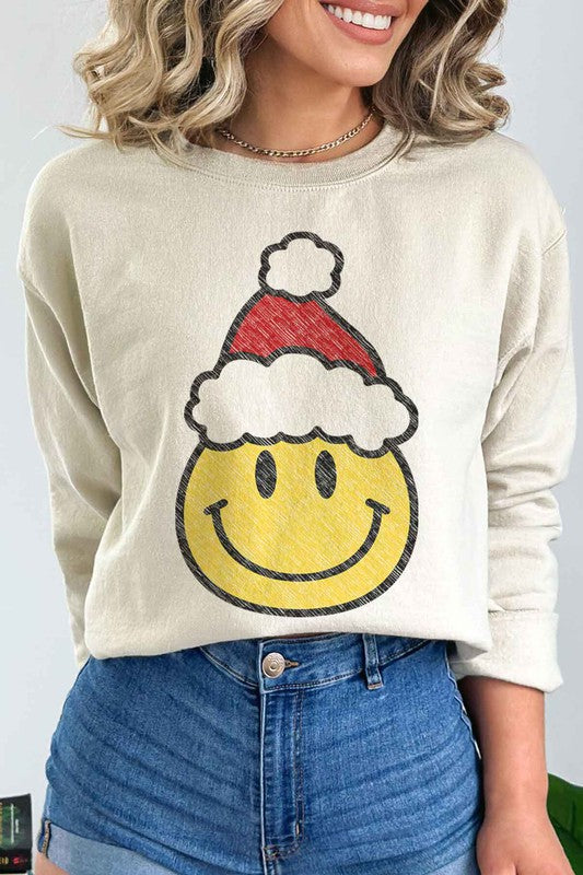 ROSEMEAD LOS ANGELES CO UNISEX CHRISTMAS SMILES GRAPHIC SWEATSHIRT IN 4 COLORS