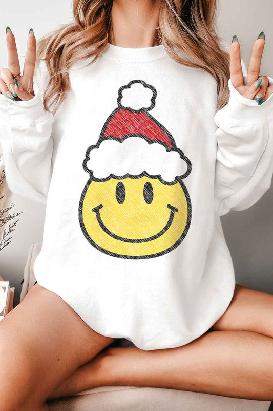 ROSEMEAD LOS ANGELES CO UNISEX CHRISTMAS SMILES GRAPHIC SWEATSHIRT IN 4 COLORS